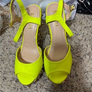 Miss Lola Neon Yellow Heels